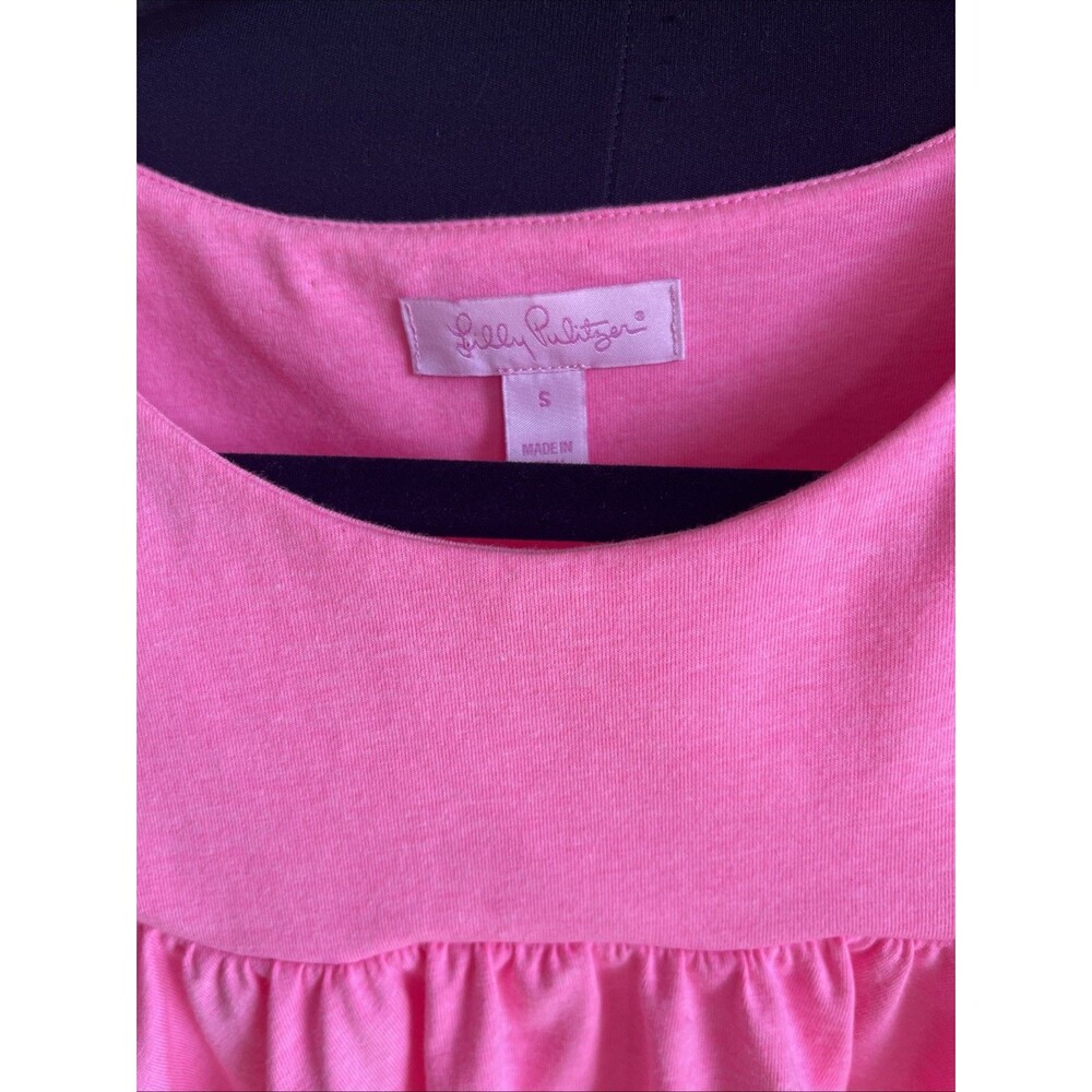 Lilly Pulitzer Lyra Pink Top Ruffled Cold Shoulder size S - Picture 3 of 6